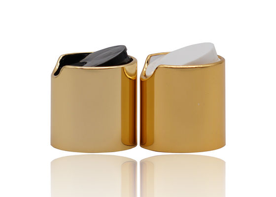 คุณภาพ  Cosmetic Aluminum Shiny Gold Disc Top Cap Black Or White PP Disk Cap 24mm โรงงาน