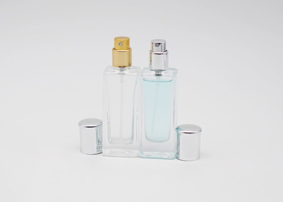 ขวดสเปรย์น้ำหอมทรงสี่เหลี่ยมแบบพกพาไหล่แบนใส 30ml Glass