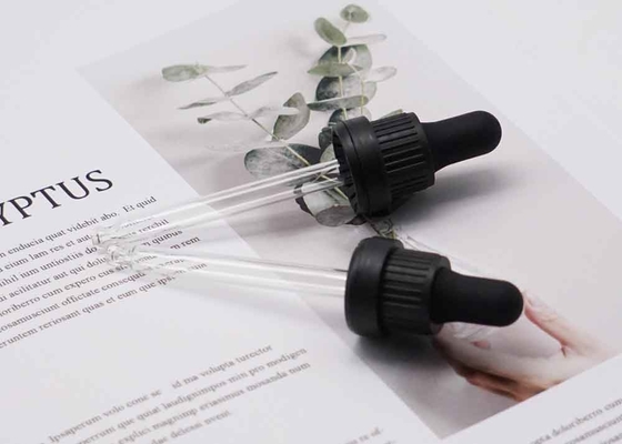 18/410 Tamper Evident Glass Dropper Caps หยดพลาสติกสีดำสำหรับน้ำมัน