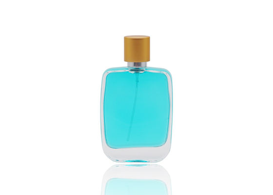 ขวดน้ำหอมเครื่องสำอางค์ทรงเหลี่ยมขนาด 50 มล. พร้อมปั๊ม FEA15 แบบสแนปออน